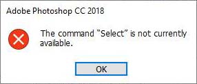 Adobe Photoshop error message
